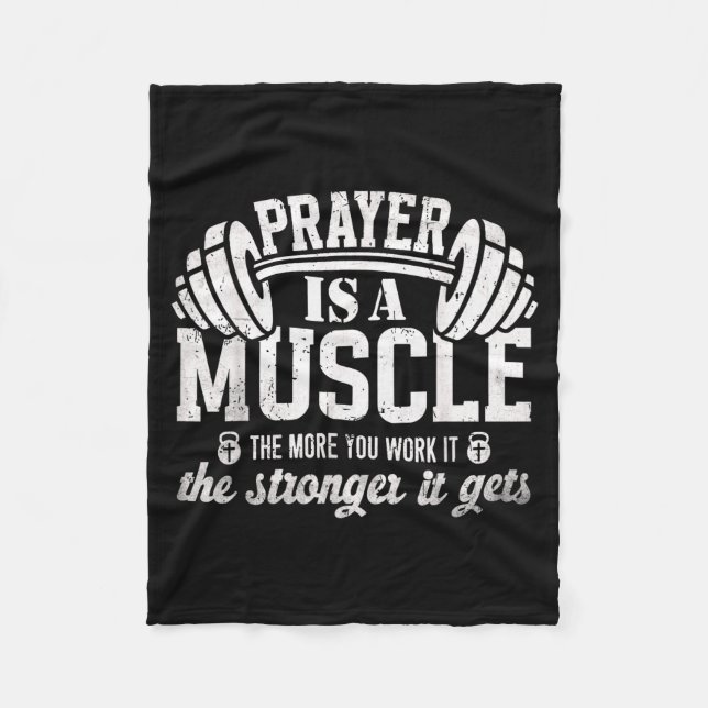 Prayer Is A Muscle Christian Fitness Gym Quote  Fleecedecke (Vorderseite)