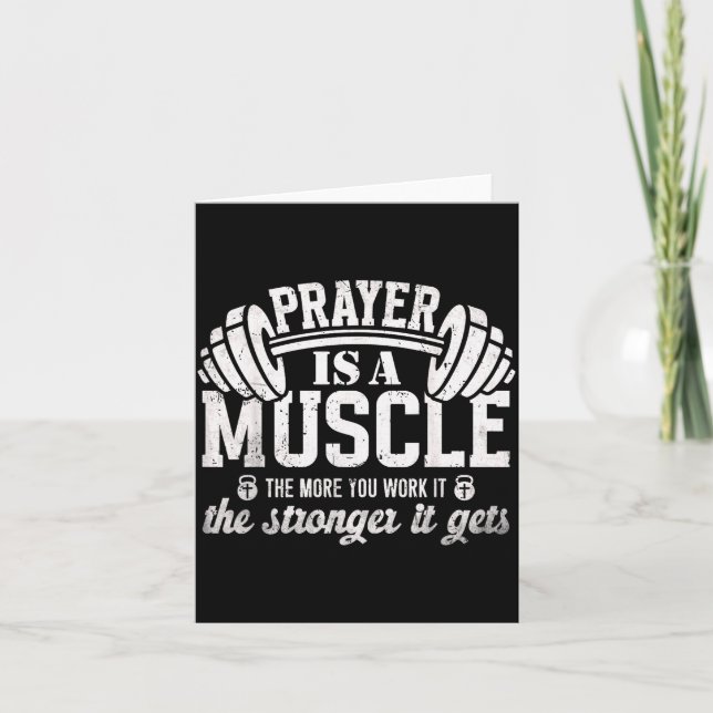 Prayer Is A Muscle Christian Fitness Gym Quote  Karte (Vorderseite)