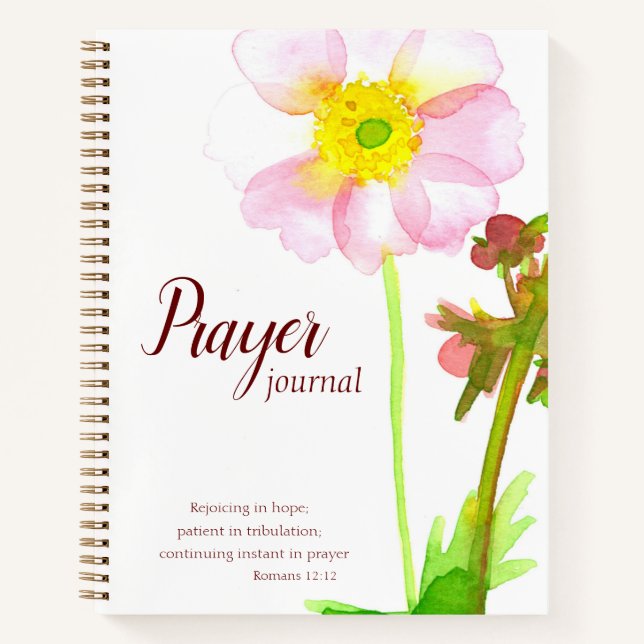 Prayer Journal Bible Verse Romans 12:12 Blume Notizbuch (Vorderseite)
