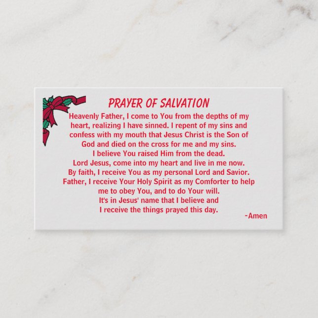 PRAYER OF SALVATION hinzufügen Kirche oder Ministe Visitenkarte (Vorderseite)