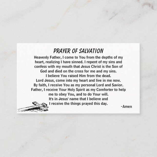 PRAYER OF SALVATION hinzufügen Kirche oder Ministe Visitenkarte (Vorderseite)