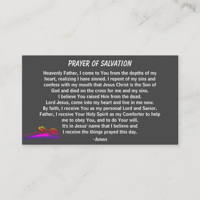 PRAYER OF SALVATION hinzufügen Kirche oder Ministe Visitenkarte (Vorderseite)