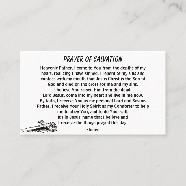 PRAYER OF SALVATION hinzufügen Kirche oder Ministe Visitenkarte (Vorderseite)