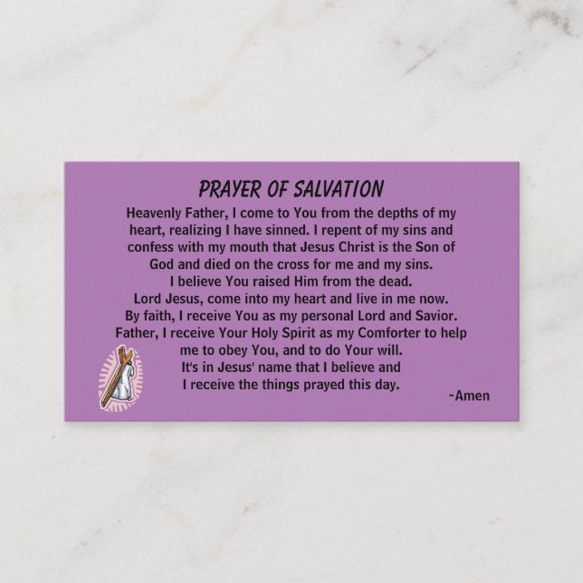 PRAYER OF SALVATION hinzufügen Kirche oder Ministe Visitenkarte (Vorderseite)