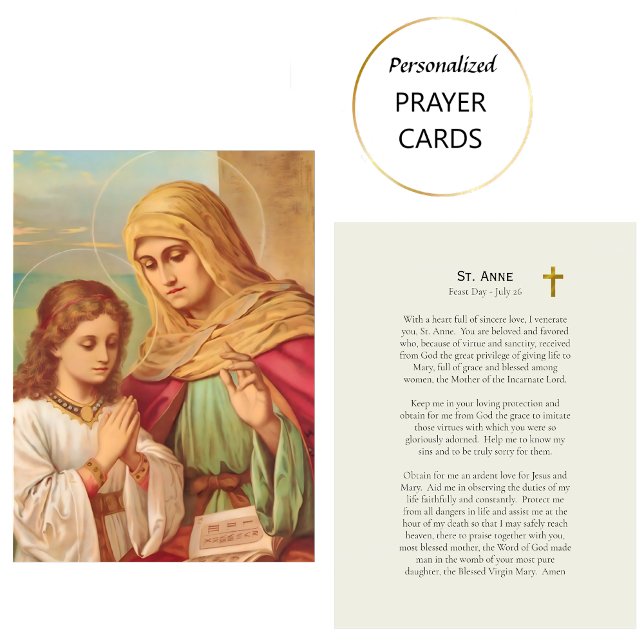 Prayer to St. Anne, Catholic Prayer Card Platzkarte (Von Creator hochgeladen)