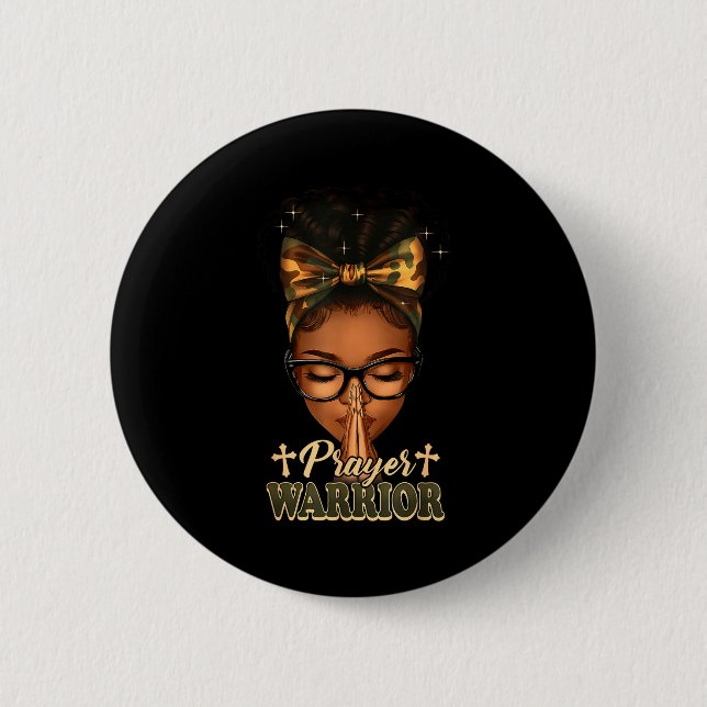 Prayer Warrior Christians Camo African American Af Button (Vorderseite)