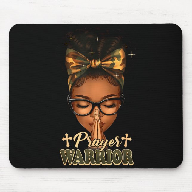 Prayer Warrior Christians Camo African American Af Mousepad (Vorne)