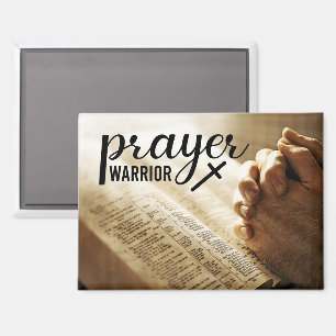 PRAYER WARRIOR Offene Bibel Christliches Kreuz Magnet