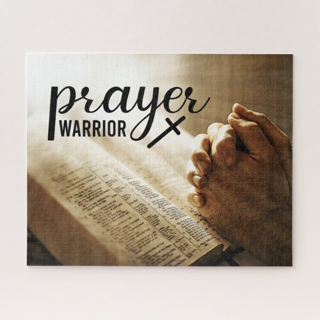 PRAYER WARRIOR Offene Bibel Christliches Kreuz Puzzle (Horizontal)
