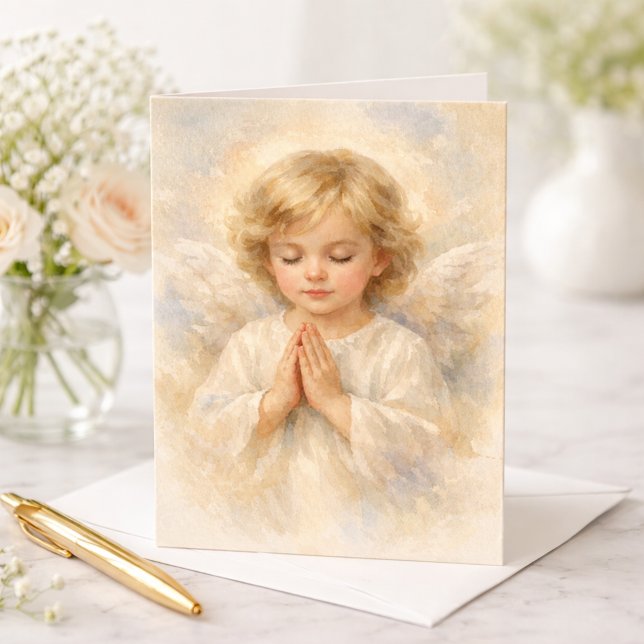 Praying Angel Child Watercolor Religious Karte (Von Creator hochgeladen)