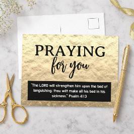 Praying For You Gold Get Well Soon Bible Verse Postkarte