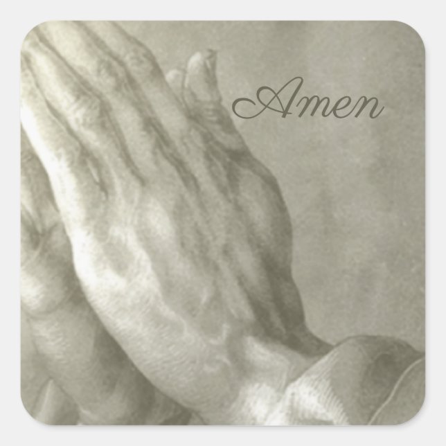 Praying Hands Amen Quadratischer Aufkleber (Vorderseite)