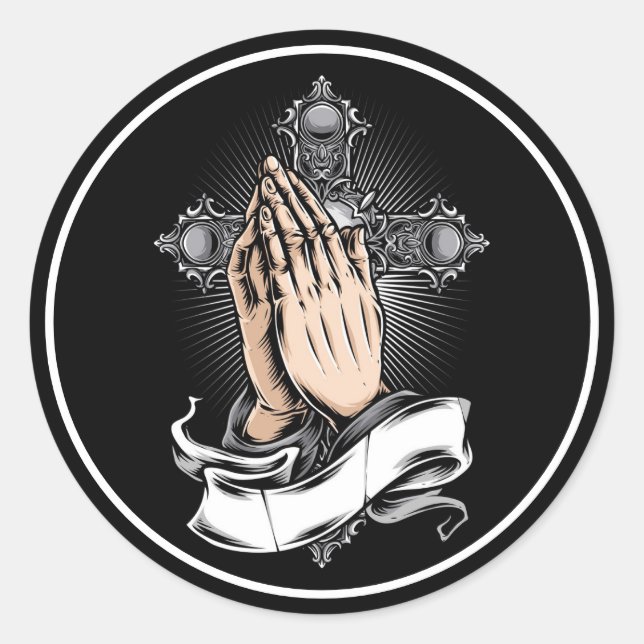 Praying Hands Classic Round Aufkleber (Vorderseite)