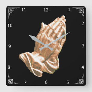 PRAYING HANDS QUADRATISCHE WANDUHR