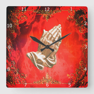 PRAYING HANDS QUADRATISCHE WANDUHR