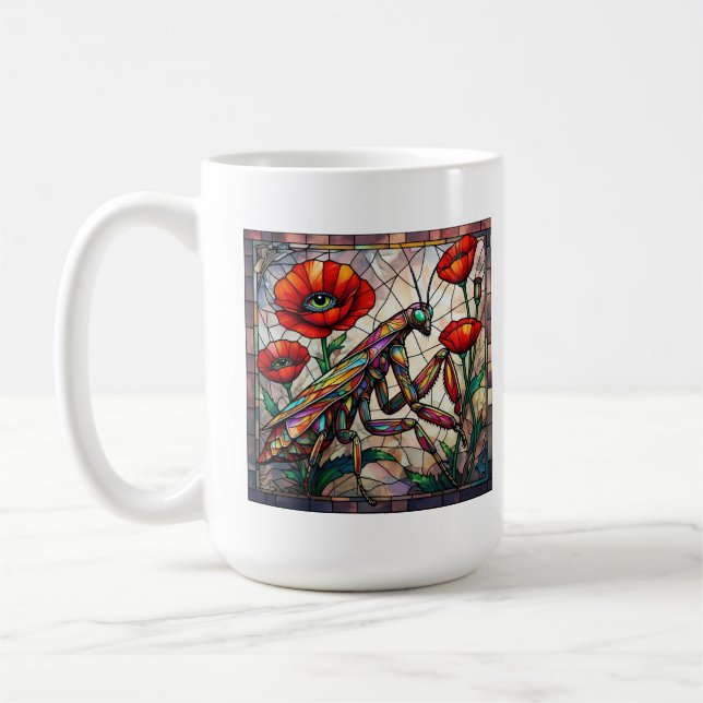 Praying mantis Buntglas-Blume Kaffeetasse (Links)