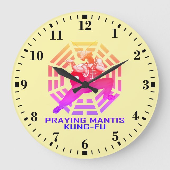 Praying Mantis Kung-Fu Große Wanduhr (Vorderseite)