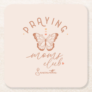 Praying Moms Club: Butterfly Boho Vintage Design Rechteckiger Pappuntersetzer