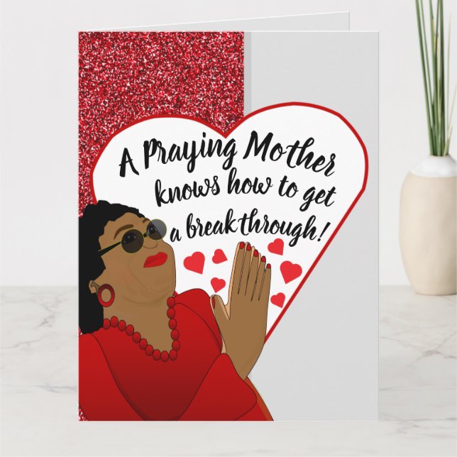 Praying Mother African American Christian Birthday Karte (Vorderseite)