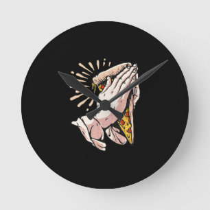 Praying Pizza Hands - Thank You Lord For This Food Runde Wanduhr
