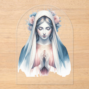 Praying Virgin Mary Watercolor - Blue & Pink Moder Acryleinladungen