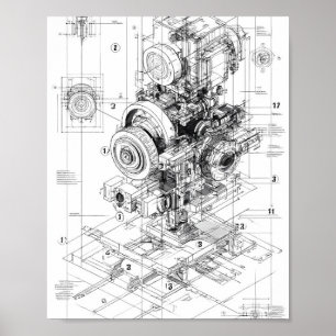 Präzisions-Ingenieurskunst: Modulare Maschine Poster