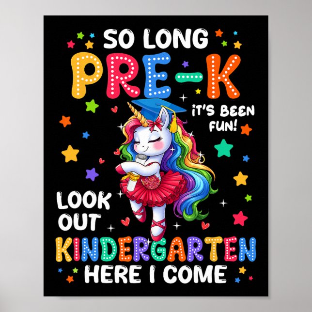 Pre-k Abschluss 2025 Einhorn Girl Kindergarten He Poster (Vorne)