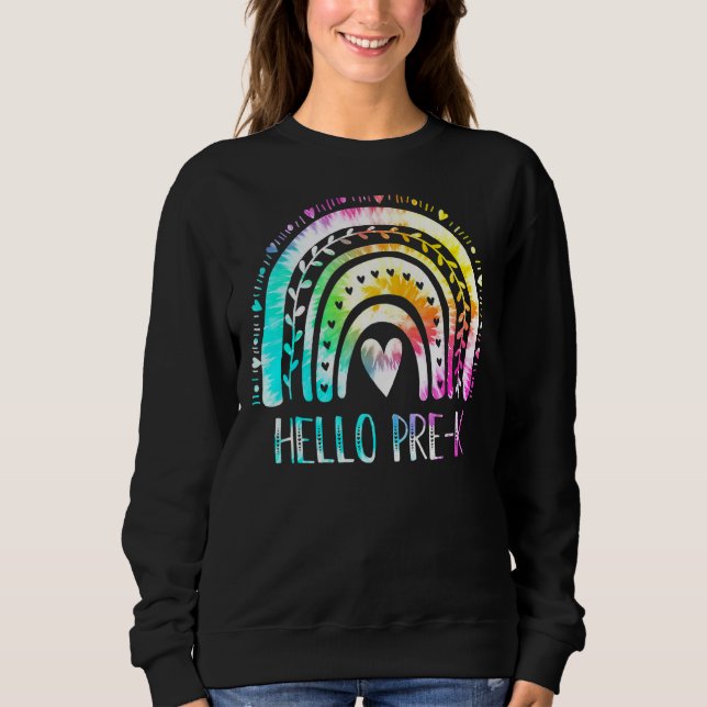 Pre K Back to School Hello Kindergarten Gefärbte K Sweatshirt (Vorderseite)