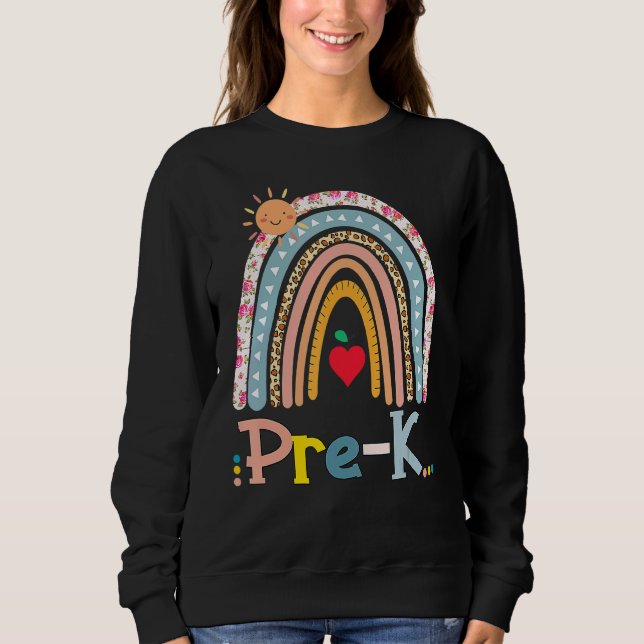 Pre K Boho Rainbow Lehrer Student zurück zur Schul Sweatshirt (Vorderseite)
