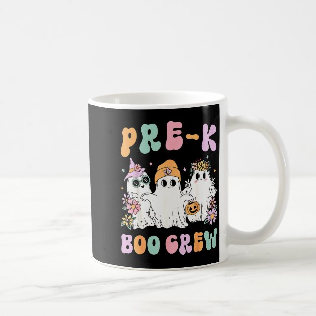 Pre-k Boo Crew Groovy Halloween Floral Ghost Pre K Kaffeetasse (Rechts)