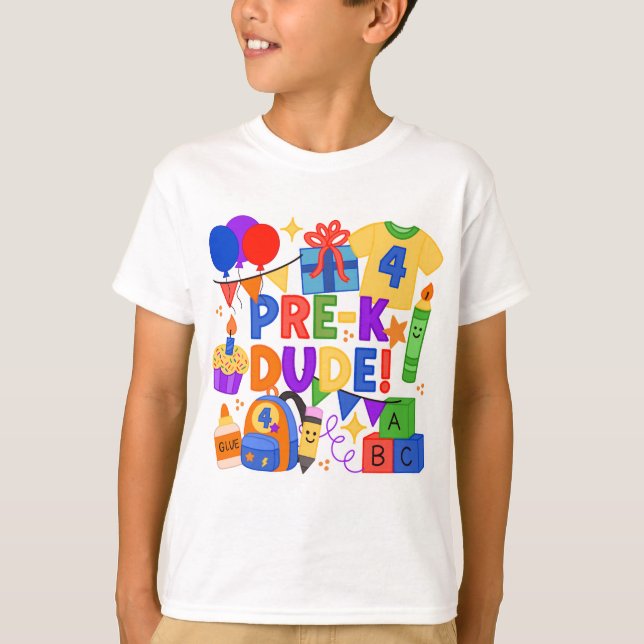 Pre-K Dude Birthday & First Day of School Shirt  (Vorderseite)