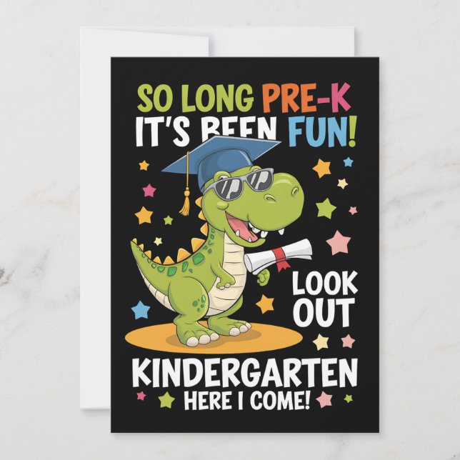 Pre K Graduate Kindergarten Dinosaurier T Rex Einladung (Vorderseite)