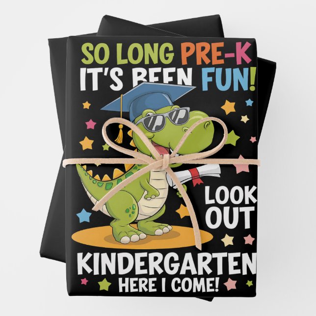 Pre K Graduate Kindergarten Dinosaurier T Rex Geschenkpapier Set (Beispiel)