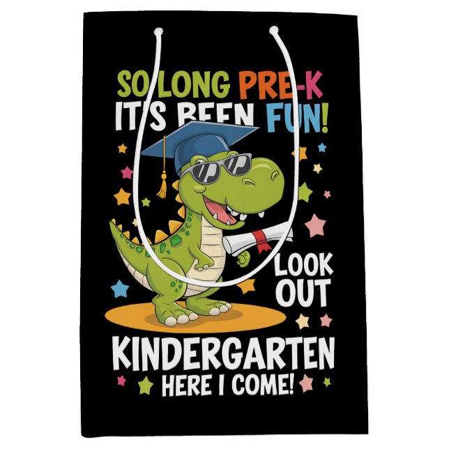 Pre K Graduate Kindergarten Dinosaurier T Rex Mittlere Geschenktüte (Vorderseite)