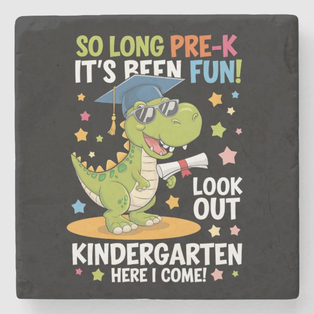 Pre K Graduate Kindergarten Dinosaurier T Rex Steinuntersetzer (Vorderseite)