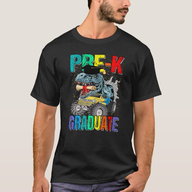 Pre K Graduate Monster Truck Dinosaur Graduation   T-Shirt (Vorderseite)