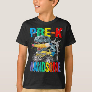 Pre-K handsome Monster Truck Dinosaur T-Shirt