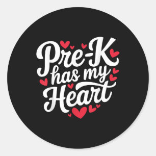 Pre-k hat mein Herz Funny Valentinstag Lehrer St. Runder Aufkleber