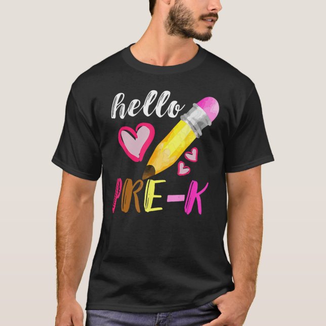 Pre K Hello First Day School Pre-K School T-Shirt (Vorderseite)