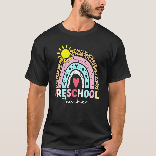 Pre-K-Lehrer Teach Preschool Boho Rainbow Leopard T-Shirt (Vorderseite)