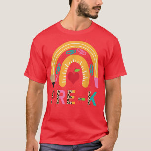 PRE-K-Lehrerin Pancil Rainbow Zurück zur Schule T- T-Shirt