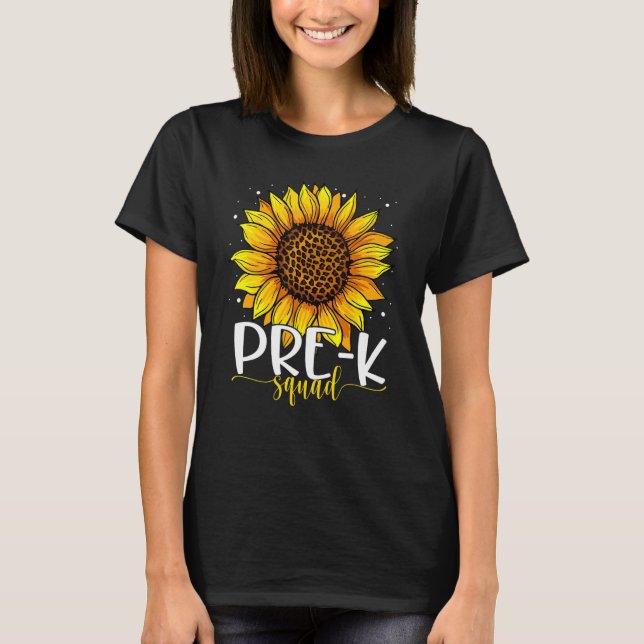 Pre K Leopard Sunflower Teacher Team Pre K Squad G T-Shirt (Vorderseite)