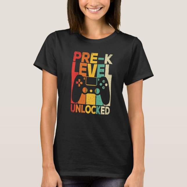 Pre K Level Unlocked First Day Back To School T-Shirt (Vorderseite)