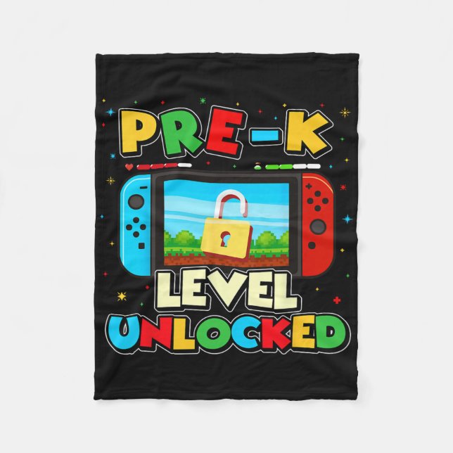 Pre-k Level Unlocked Video Gamer Boys Kids Ck To S Fleecedecke (Vorderseite)