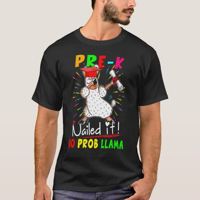 Pre K Nails It No Prob Llama Dabbing Llama Studen T-Shirt (Vorderseite)