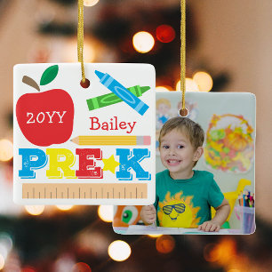 Pre-K Preschool Keepake Apple Crayon Pencil Foto Keramikornament