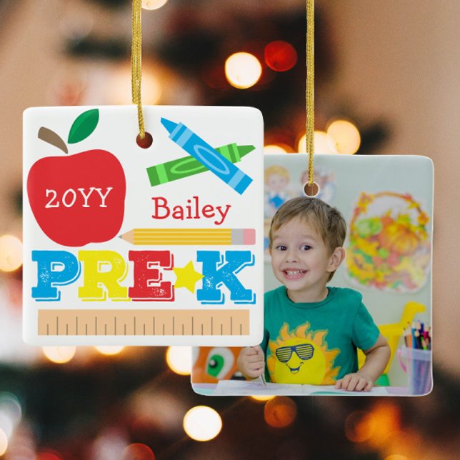 Pre-K Preschool Keepake Apple Crayon Pencil Foto Keramikornament (Von Creator hochgeladen)