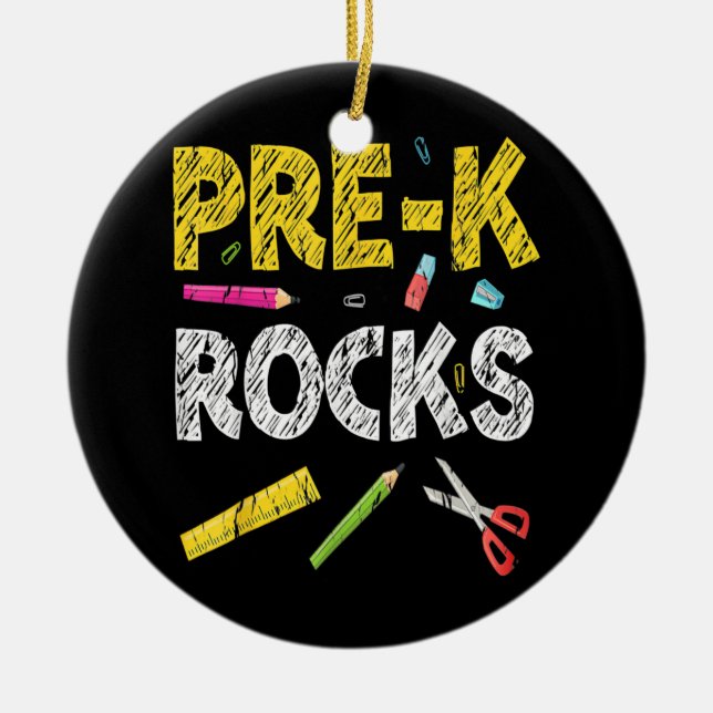 Pre K Rocks Funny Back to School Lehrer Keramik Ornament (Vorne)