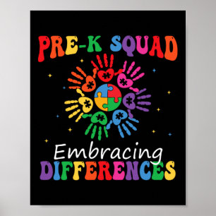 Pre K Squad Akzeptiert Unterschiede Autismus Sped Poster