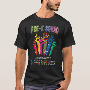Pre K Squad vereinnahmen Differenzen Autismus Lehr T-Shirt